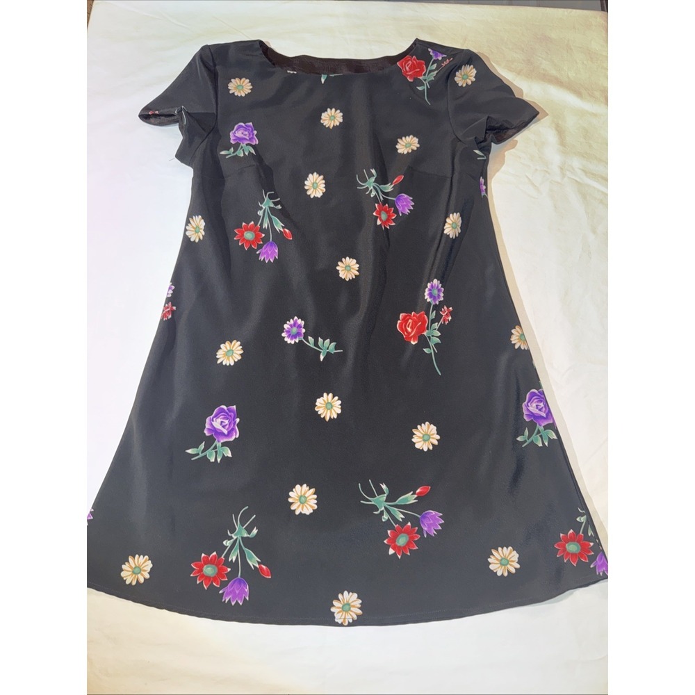 J.B.S. LTD. Women's Vintage Black Dress Size‎ 10 Fully Lined Flower Print
